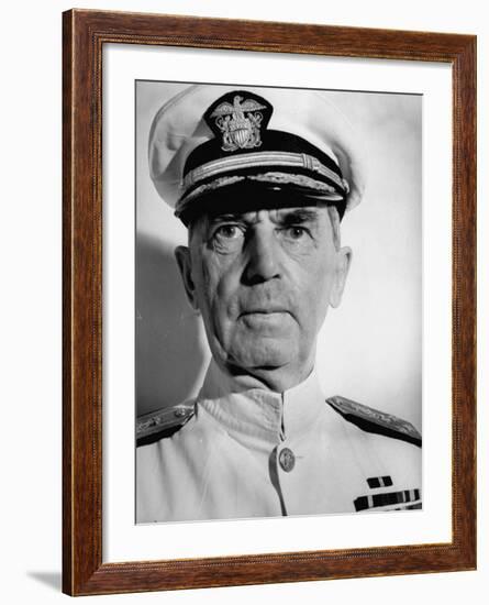 Admiral William D. Leahy, Wearing White Summer Navy Uniform and Braided Cap-Myron Davis-Framed Photographic Print