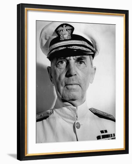 Admiral William D. Leahy, Wearing White Summer Navy Uniform and Braided Cap-Myron Davis-Framed Photographic Print