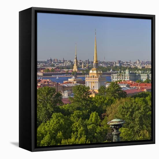 Admiralty building, View from the Colonnade of St. Isaac's Cathedral, Saint Petersburg, Russia-Ian Trower-Framed Premier Image Canvas