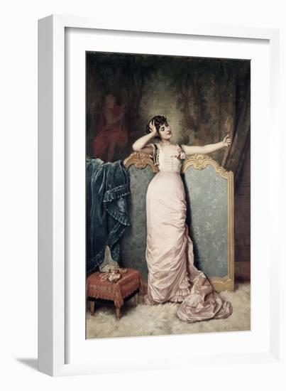 Admiring Herself-Auguste Toulmouche-Framed Giclee Print