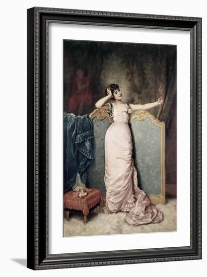 Admiring Herself-Auguste Toulmouche-Framed Giclee Print