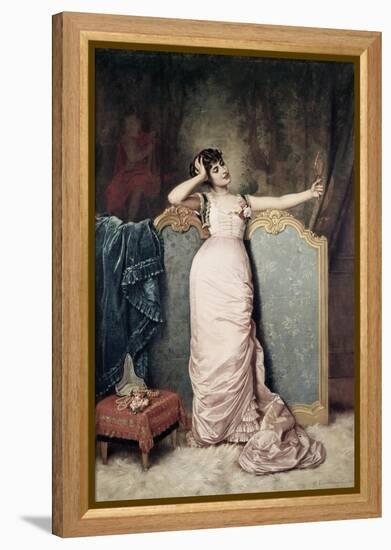 Admiring Herself-Auguste Toulmouche-Framed Premier Image Canvas