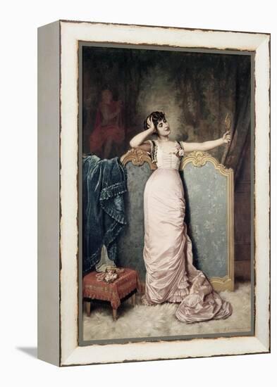 Admiring Herself-Auguste Toulmouche-Framed Premier Image Canvas
