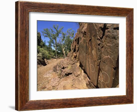 Adnjamathanha Aboriginal Engravings, Sacred Canyon, Flinders Range, South Australia, Australia-Neale Clarke-Framed Photographic Print