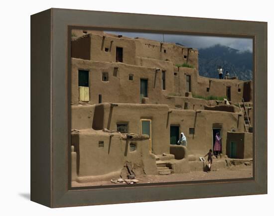 Adobe Buildings of Taos Pueblo, Dating from 1450, UNESCO World Heritage Site, New Mexico, USA-Woolfitt Adam-Framed Premier Image Canvas