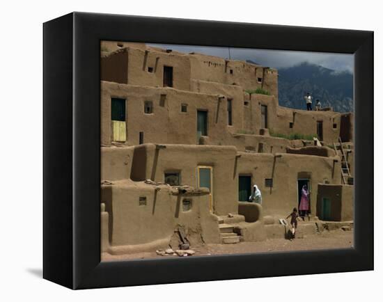 Adobe Buildings of Taos Pueblo, Dating from 1450, UNESCO World Heritage Site, New Mexico, USA-Woolfitt Adam-Framed Premier Image Canvas