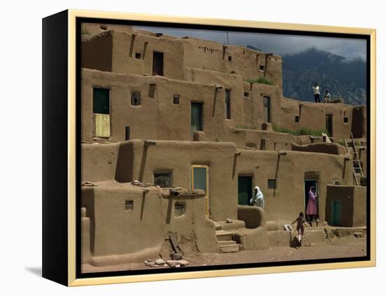 Adobe Buildings of Taos Pueblo, Dating from 1450, UNESCO World Heritage Site, New Mexico, USA-Woolfitt Adam-Framed Premier Image Canvas