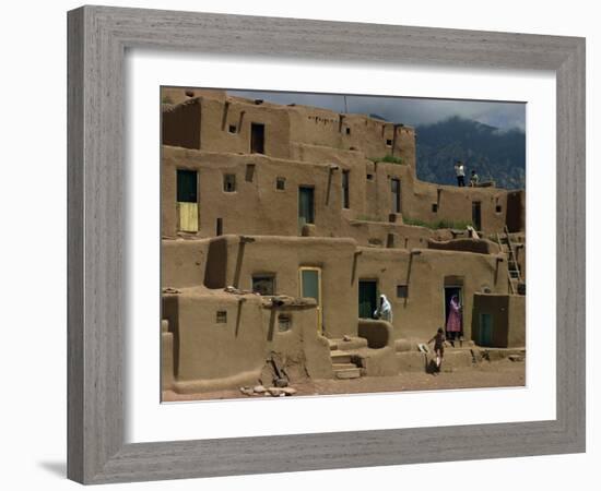 Adobe Buildings of Taos Pueblo, Dating from 1450, UNESCO World Heritage Site, New Mexico, USA-Woolfitt Adam-Framed Photographic Print