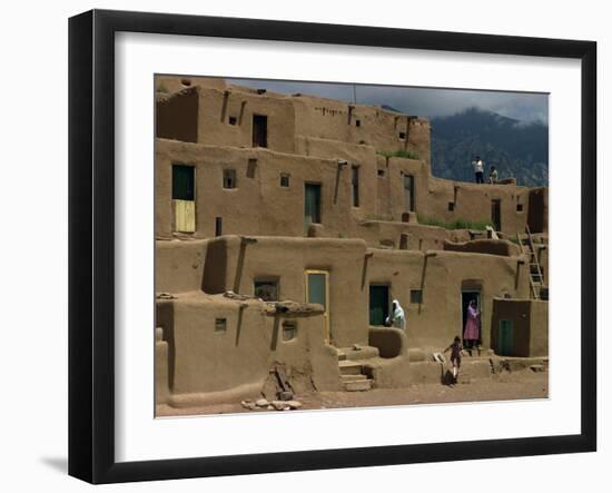 Adobe Buildings of Taos Pueblo, Dating from 1450, UNESCO World Heritage Site, New Mexico, USA-Woolfitt Adam-Framed Photographic Print