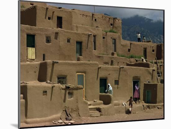 Adobe Buildings of Taos Pueblo, Dating from 1450, UNESCO World Heritage Site, New Mexico, USA-Woolfitt Adam-Mounted Photographic Print