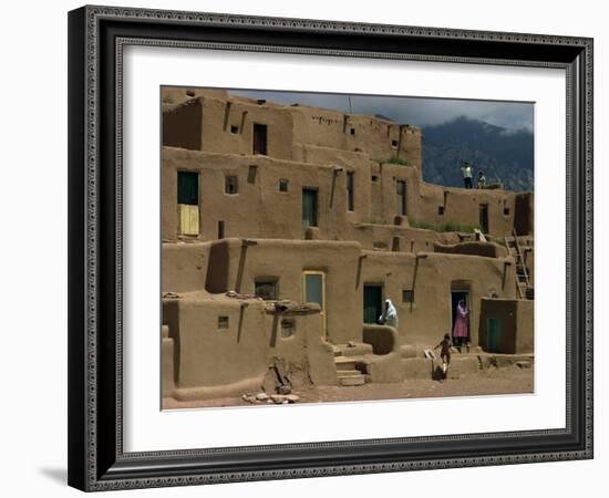 Adobe Buildings of Taos Pueblo, Dating from 1450, UNESCO World Heritage Site, New Mexico, USA-Woolfitt Adam-Framed Photographic Print