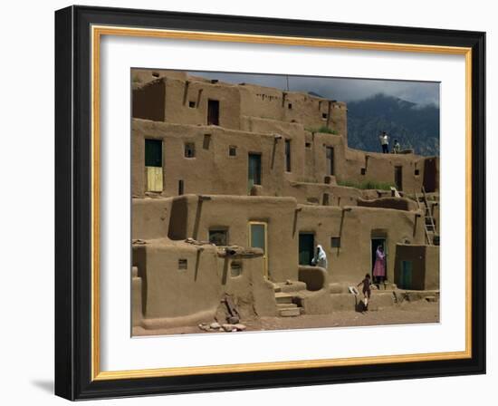 Adobe Buildings of Taos Pueblo, Dating from 1450, UNESCO World Heritage Site, New Mexico, USA-Woolfitt Adam-Framed Photographic Print