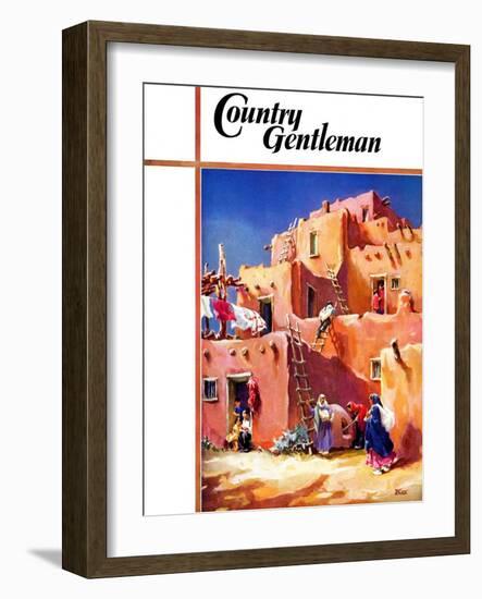 "Adobe Village," Country Gentleman Cover, February 1, 1940-G. Kay-Framed Giclee Print