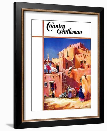 "Adobe Village," Country Gentleman Cover, February 1, 1940-G. Kay-Framed Giclee Print