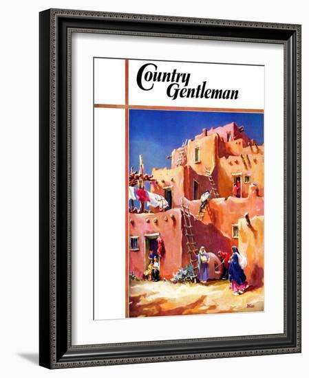 "Adobe Village," Country Gentleman Cover, February 1, 1940-G. Kay-Framed Giclee Print