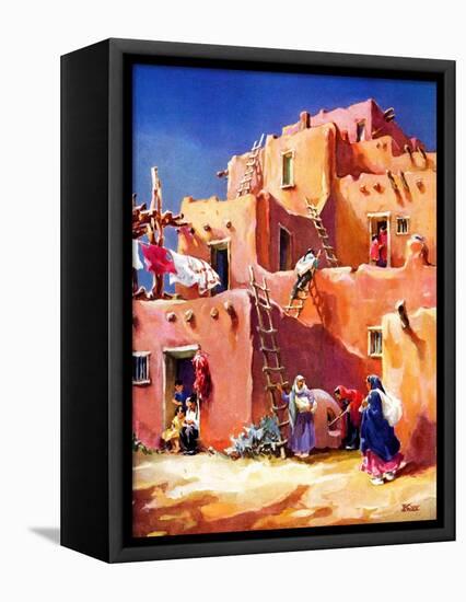 "Adobe Village,"February 1, 1940-G. Kay-Framed Premier Image Canvas