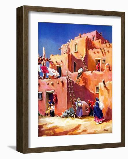 "Adobe Village,"February 1, 1940-G. Kay-Framed Giclee Print