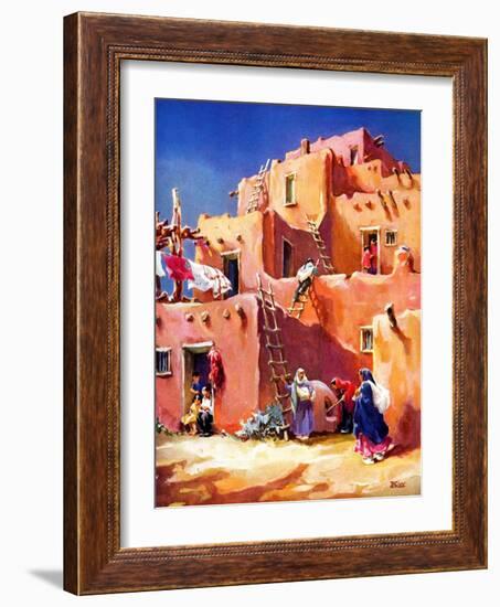 "Adobe Village,"February 1, 1940-G. Kay-Framed Giclee Print