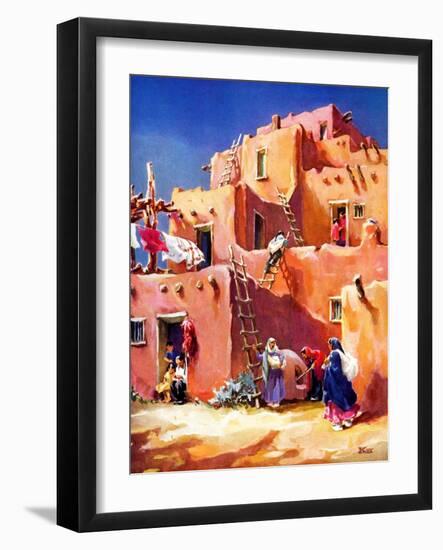 "Adobe Village,"February 1, 1940-G. Kay-Framed Giclee Print