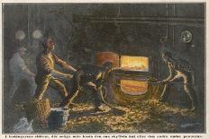 Stokers at Work in the Hold of a Coal-Burning Steamship-Adolf Bock-Framed Art Print
