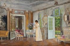 Arranging Summer Blooms, 1899 (Oil on Canvas)-Adolf Heinrich Hansen-Framed Giclee Print
