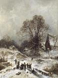 Winter Scene with Children Playing-Adolf Heinrich Lier-Framed Giclee Print