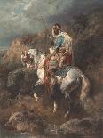 Arab Warriors on Horseback (Oil on Canvas)-Adolf Schreyer-Giclee Print