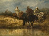 Arab Warriors on Horseback (Oil on Canvas)-Adolf Schreyer-Framed Giclee Print