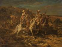 Arab Warriors on Horseback (Oil on Canvas)-Adolf Schreyer-Framed Giclee Print