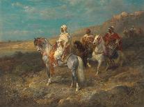 Arab Riders in a Landscape (Oil on Canvas)-Adolf Schreyer-Giclee Print
