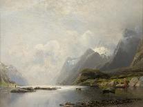 Landscape with Fjord, Steam Boats and Sailing Ships-Adolf Schweitzer-Framed Premier Image Canvas