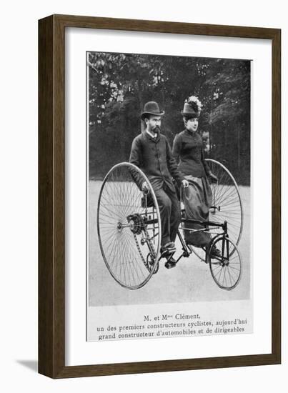 Adolphe Clement and His Wife on a Tricycle-null-Framed Photographic Print