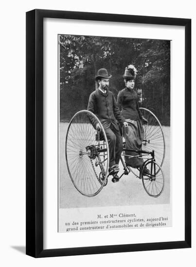 Adolphe Clement and His Wife on a Tricycle-null-Framed Photographic Print