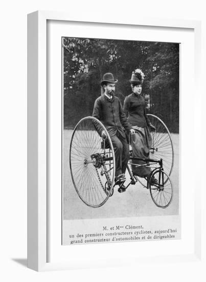 Adolphe Clement and His Wife on a Tricycle-null-Framed Photographic Print