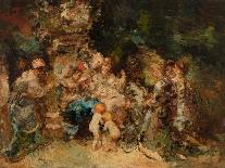 Gathering in a Park (Oil on Canvas)-Adolphe Joseph Thomas Monticelli-Giclee Print