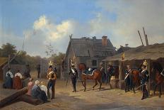 Soldiers Bivouacking in a Village, 1843 (Oil on Canvas)-Adolphe Ladurner-Giclee Print