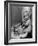 Adorable Baby Brushing Teeth While Sitting in Sink-null-Framed Photographic Print