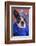 Adorable French Bulldog Wearing Blue Shirt On Brown Background-Patryk Kosmider-Framed Photographic Print