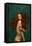 Adorable Tender Redhead Girl with Long Curly Hair Isolated over Dark Green Background. Fabolous Cur-master1305-Framed Premier Image Canvas