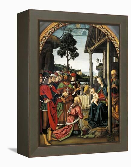 Adoration of Magi, 1476-Pietro Perugino-Framed Premier Image Canvas