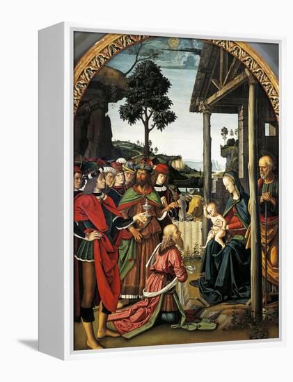 Adoration of Magi, 1476-Pietro Perugino-Framed Premier Image Canvas