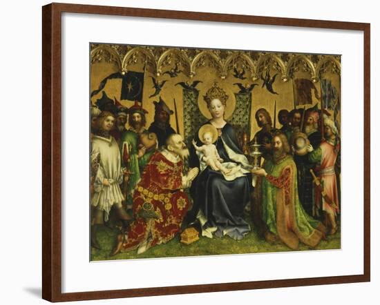 Adoration of Magi, Central Panel of Adoration of Magi Triptych, Circa 1445-Stefan Lochner-Framed Giclee Print