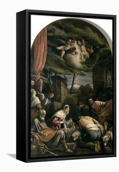 Adoration of Shepherds-Jacopo Bassano-Framed Premier Image Canvas