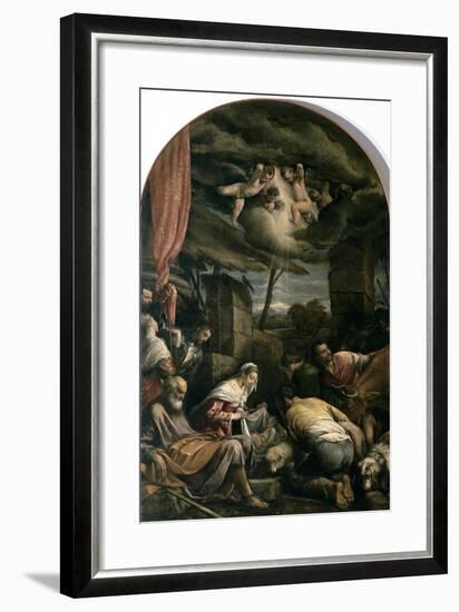 Adoration of Shepherds-Jacopo Bassano-Framed Giclee Print