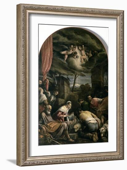 Adoration of Shepherds-Jacopo Bassano-Framed Giclee Print