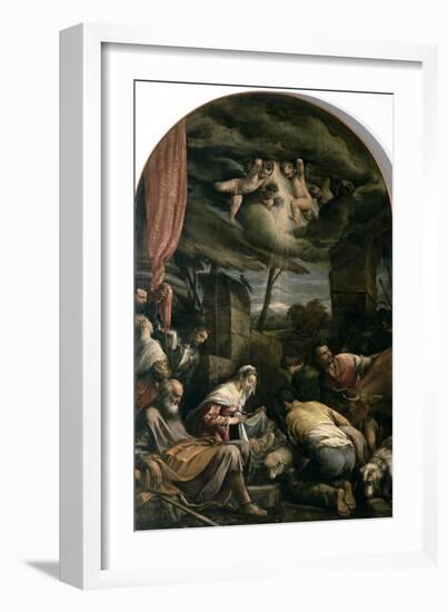 Adoration of Shepherds-Jacopo Bassano-Framed Giclee Print