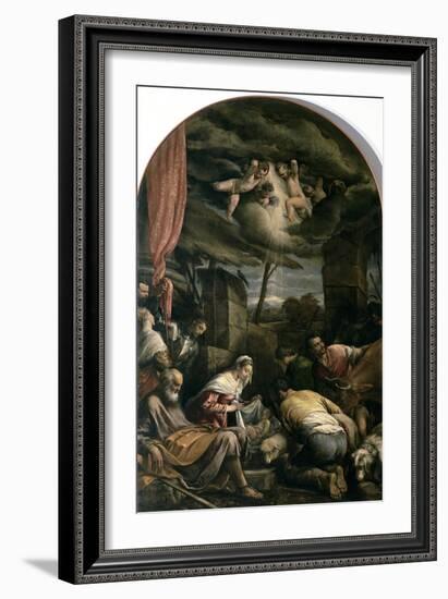 Adoration of Shepherds-Jacopo Bassano-Framed Giclee Print