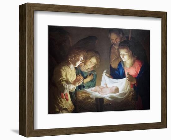 Adoration of the Child, 1619-20 (Oil on Canvas)-Gerrit van Honthorst-Framed Giclee Print