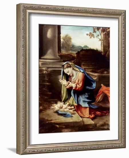 Adoration Of The Child-Antonio Allegri Da Correggio-Framed Giclee Print