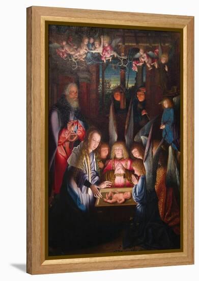 Adoration of the Christ Child-Jan Joest of Kalkar (Follower of)-Framed Stretched Canvas